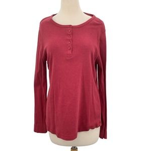 Duluth Trading Co. Womens LS Longtail T Henley Pullover Shirt‎ Red M